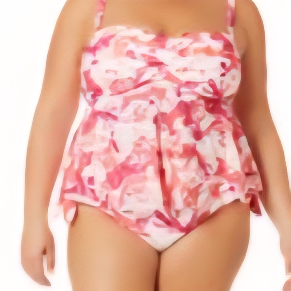 Vibrant Pink and White Floral Swimsuit Top Only, Tankini Top Only